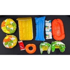 Vintage 1970s Puff N Play Blow Up Inflatable Furniture Barbie Zee Toys Lot of 10